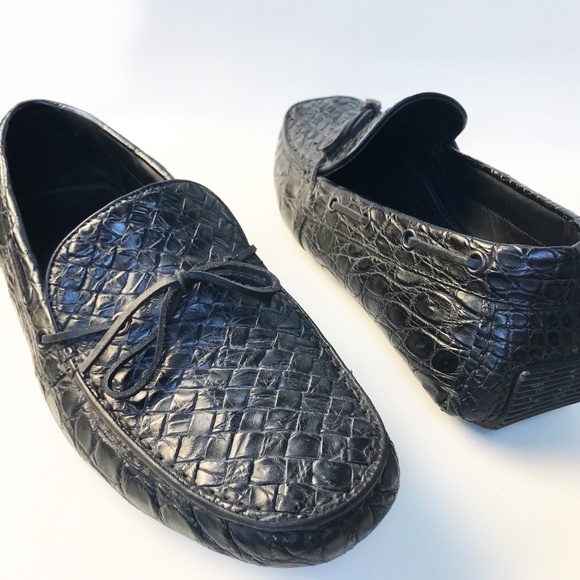 BOTTEGA VENETA BLACK CROCODILE LEATHER MOCCASINS MEN\'S US SIZE 9; EU 42; UK 8 main image 11